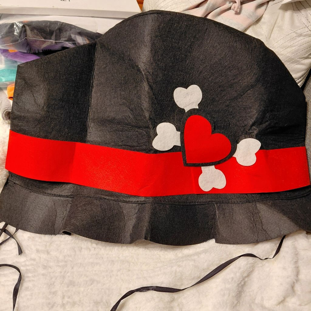 12Ft Skeleton Hat Halloween Costume Pirate Hat Black Red